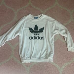 Adidas white sweatshirt with pockets size small